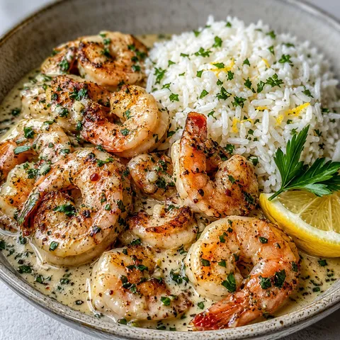 Creamy Tuscan garlic butter shrimp in Parmesan cream sauce
