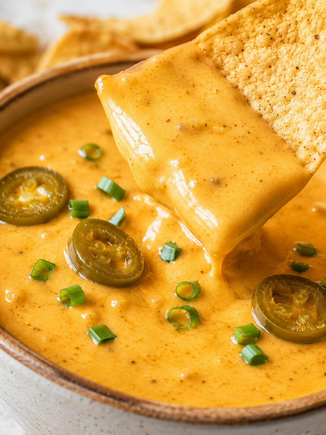 Creamy Nacho Cheese Sauce, plated and served