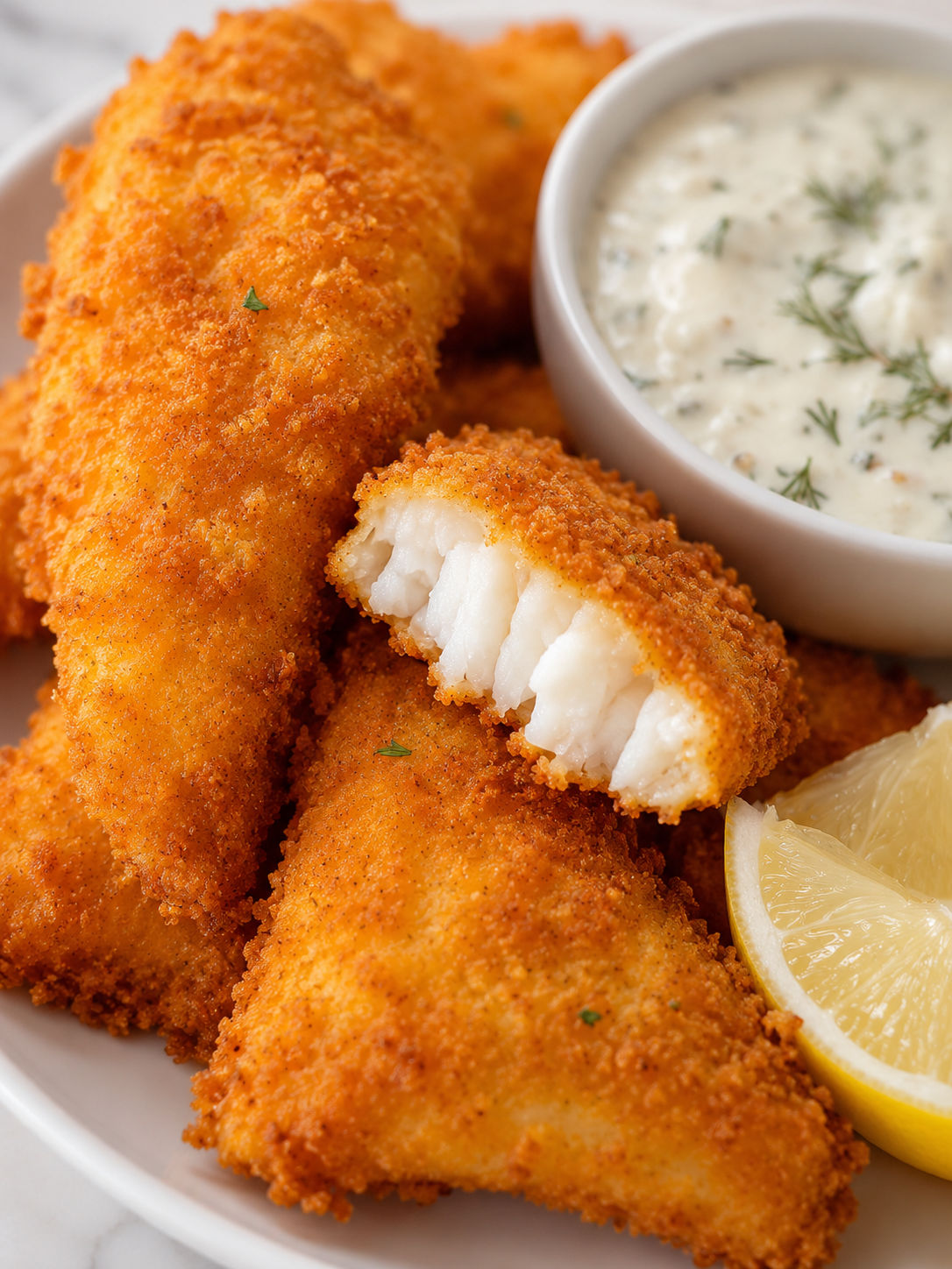 Crispy Fish With Dipping Sauce, plated and served