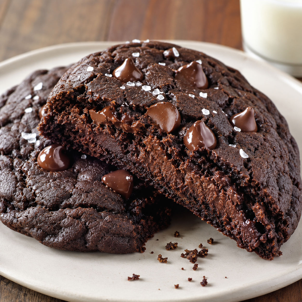 Brownie-stuffed chocolate cookies with fudgy centers and chocolate chips
