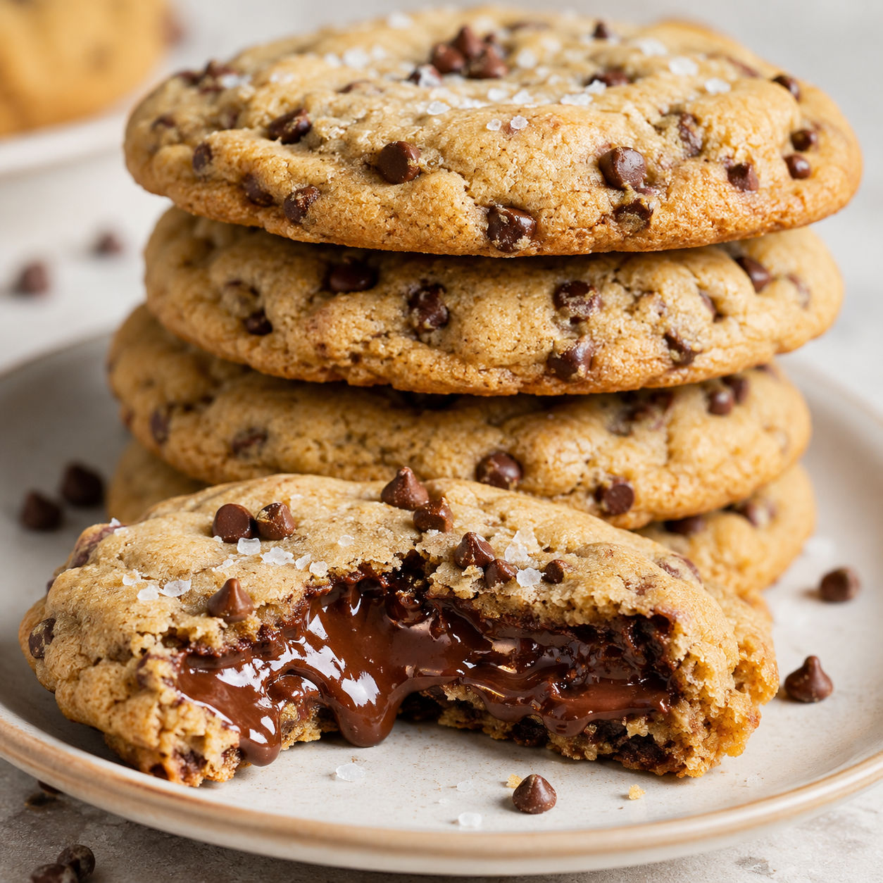 Chocolate-filled cookies with gooey ganache centers and flaky salt