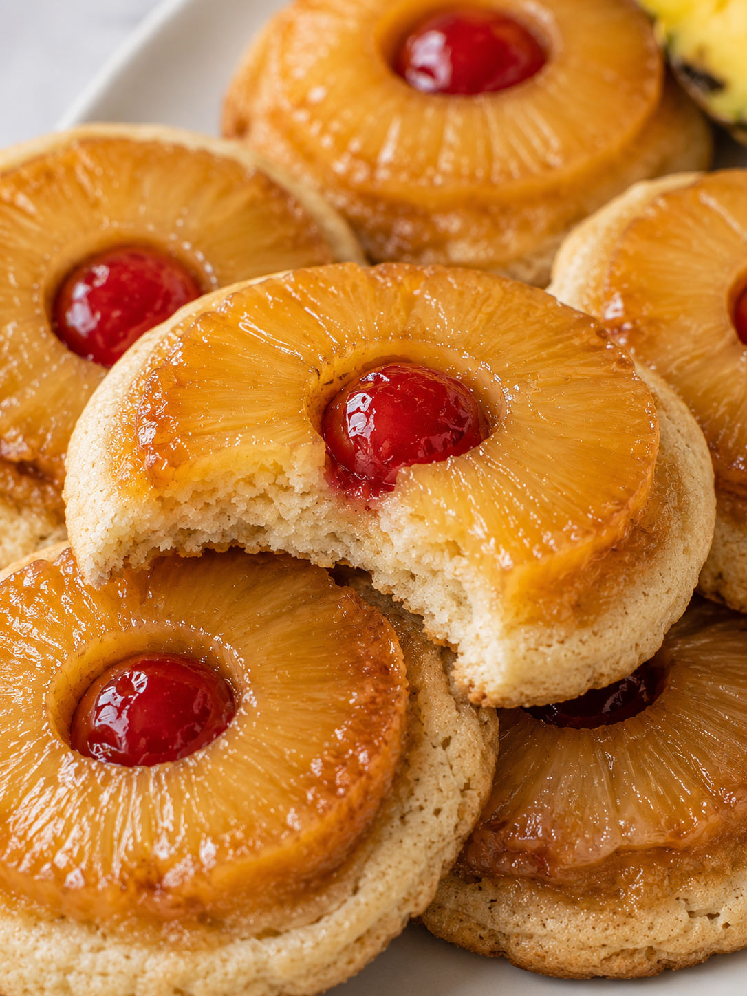 Delectable Pineapple Upside-Down Sugar Cookies, plated and served