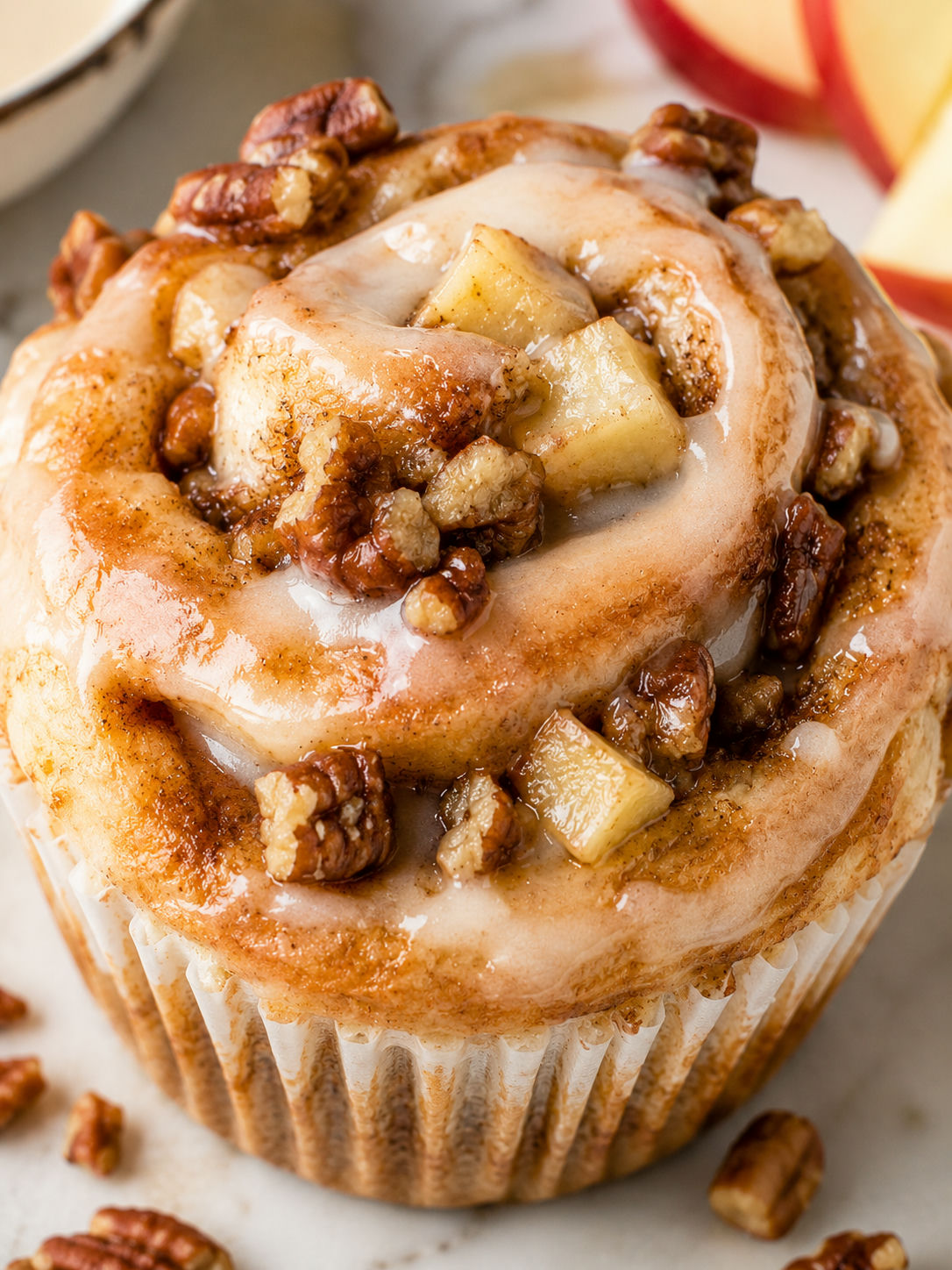 Delicious Apple Cinnamon Roll Cupcakes, plated and served
