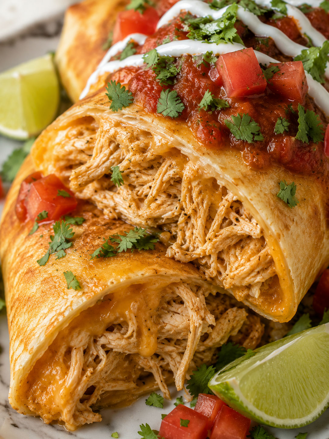 Delicious Baked Chicken Chimichangas Recipe For A Cozy Night In, plated and served