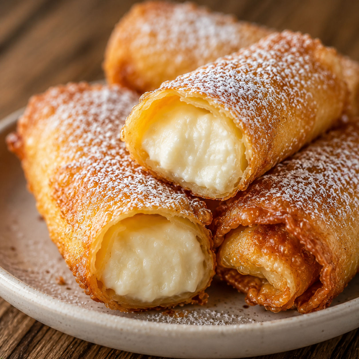Delicious Cheesecake Egg Rolls, plated and served