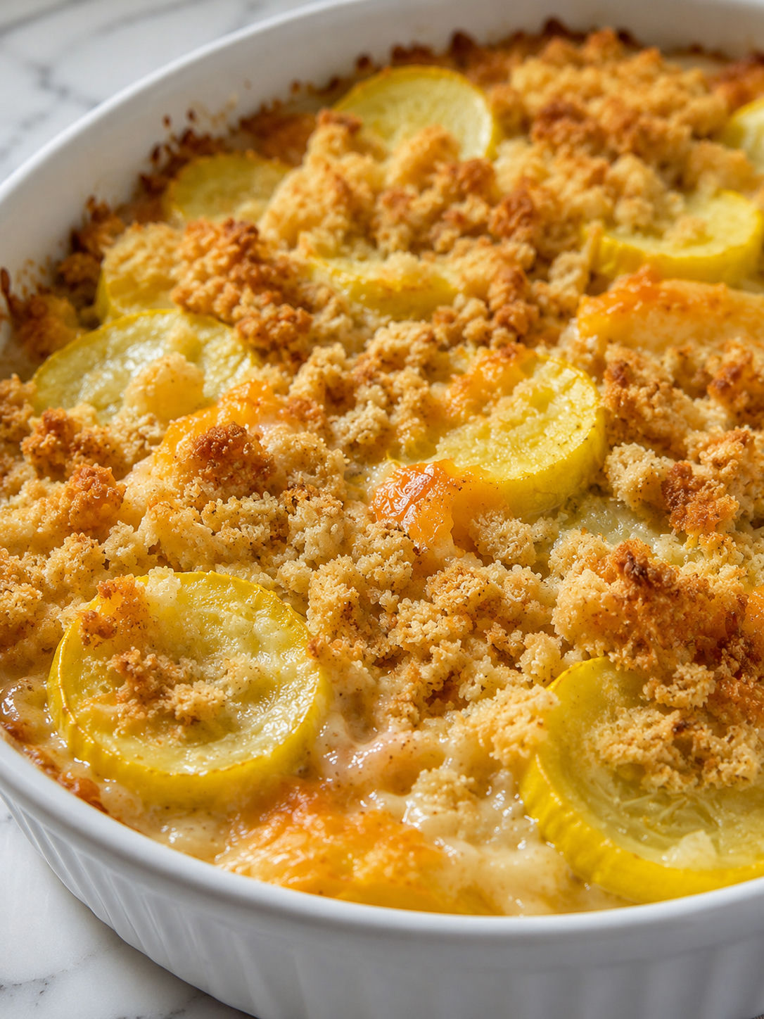 Delicious Cheesy Summer Squash Casserole For Your Family Dinners, plated and served
