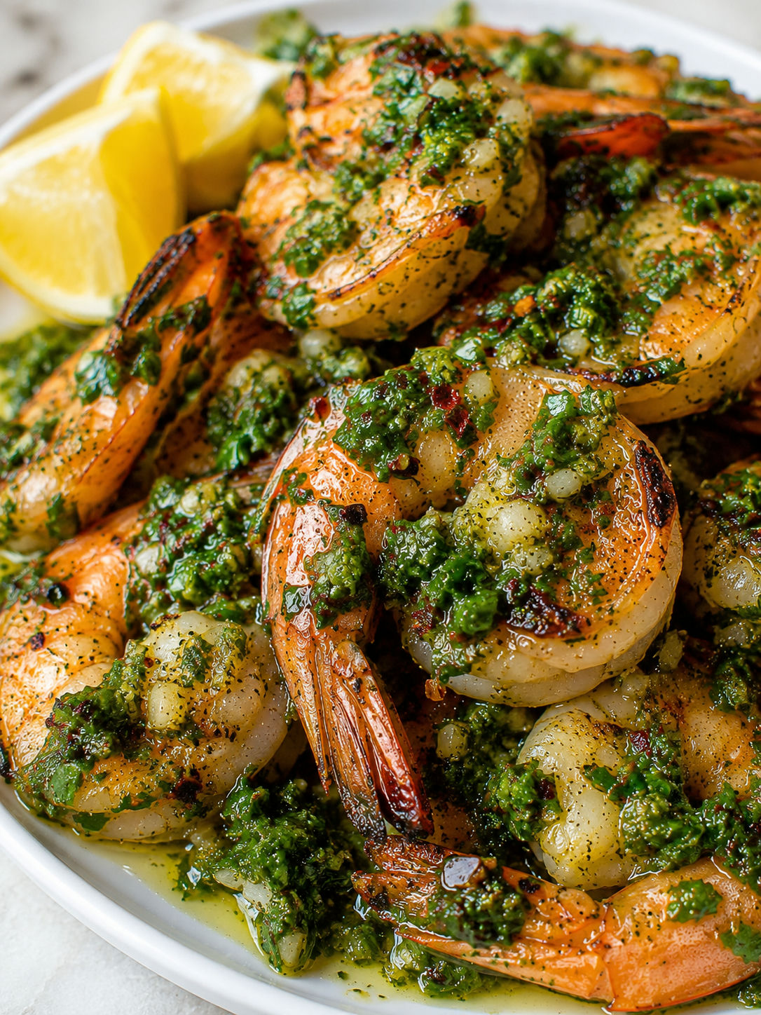 Delicious Chimichurri Shrimp, plated and served