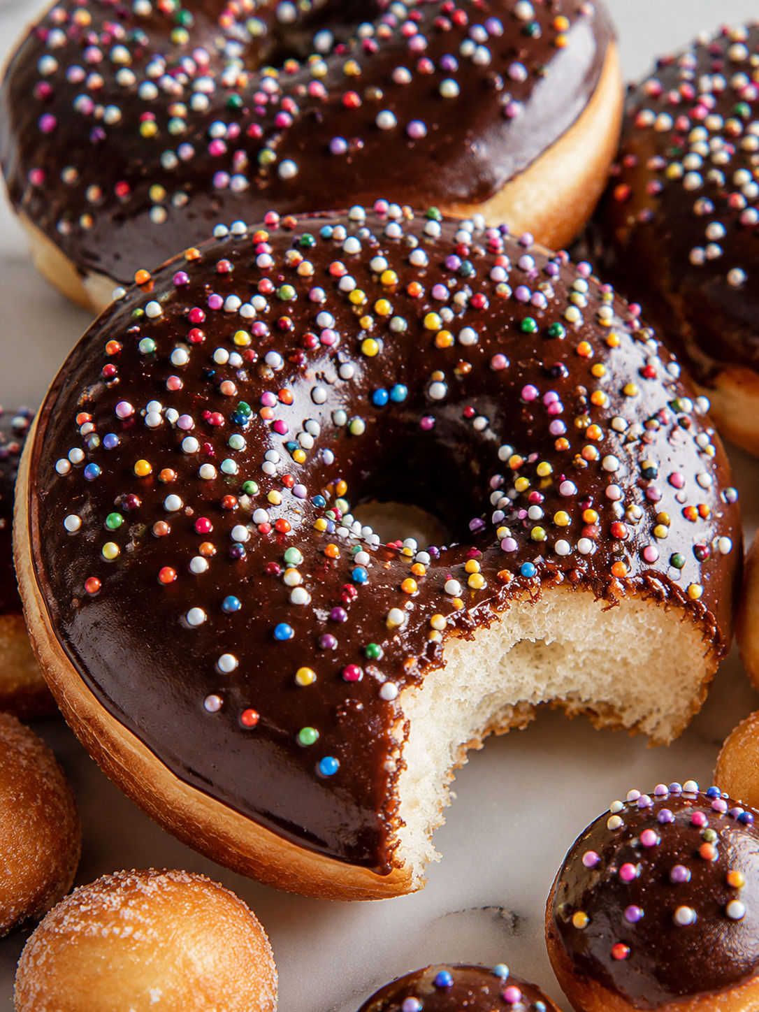 Delicious Chocolate Glazed Donuts, plated and served