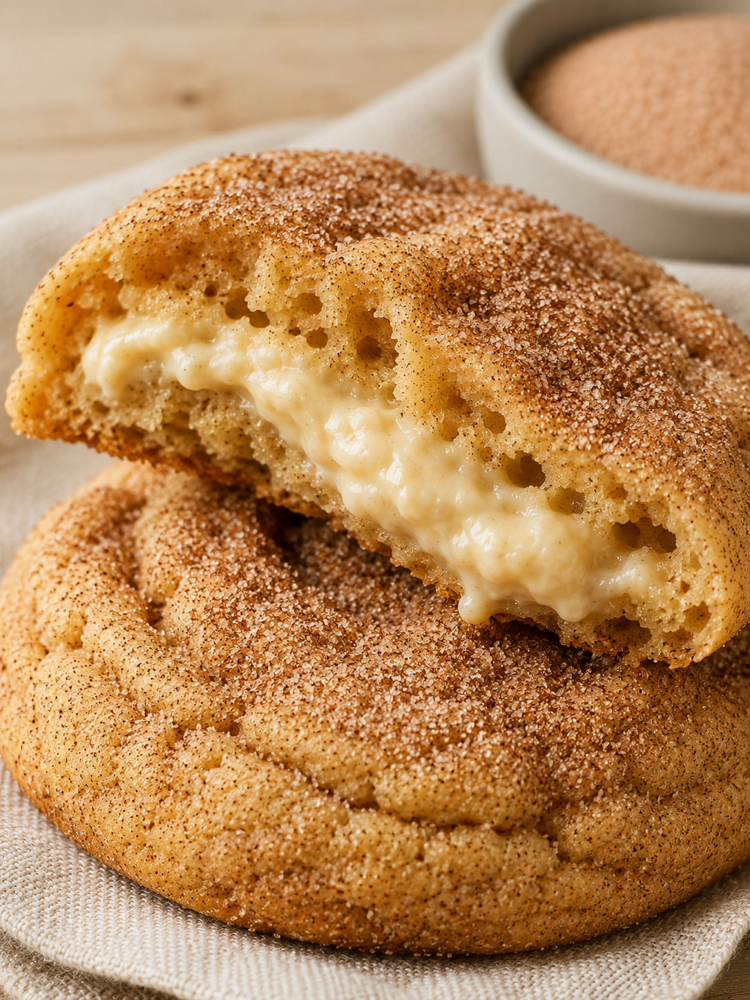 Delicious Churro Cheesecake Cookies, plated and served