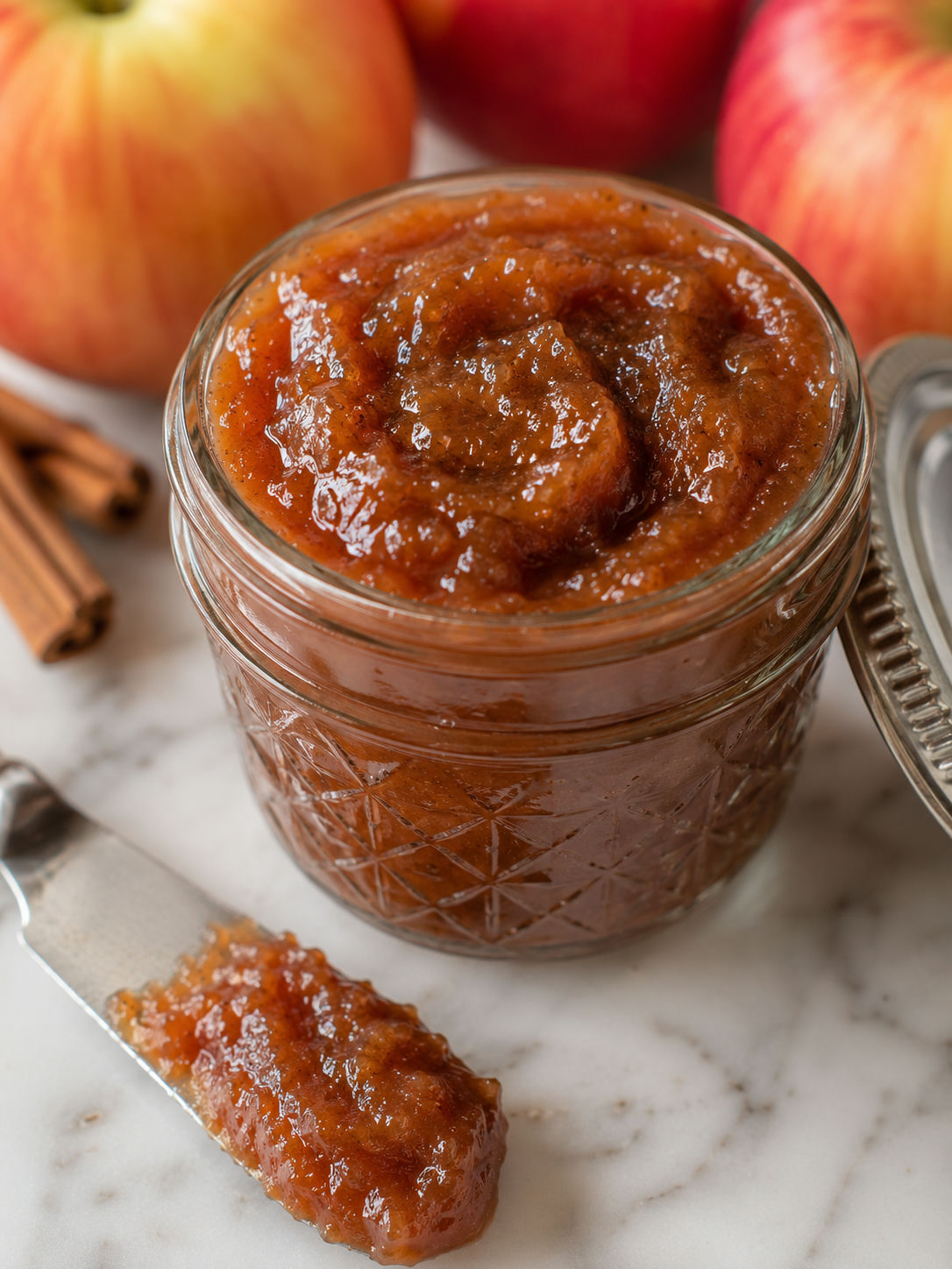 Delicious Crockpot Apple Butter Spread, plated and served