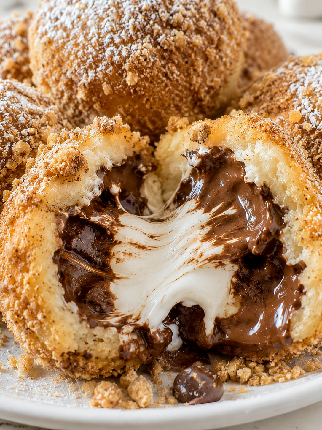 Delicious Easy Fried S’mores Bombs, plated and served
