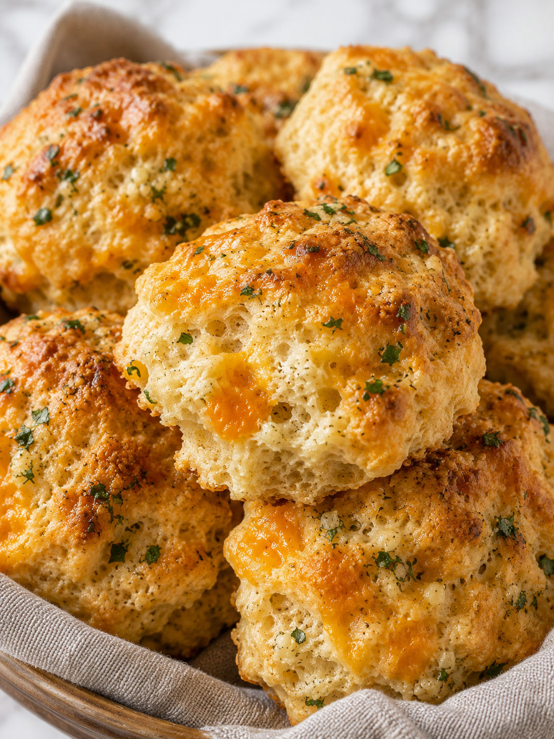 Delicious Garlic Cheddar Biscuits, plated and served