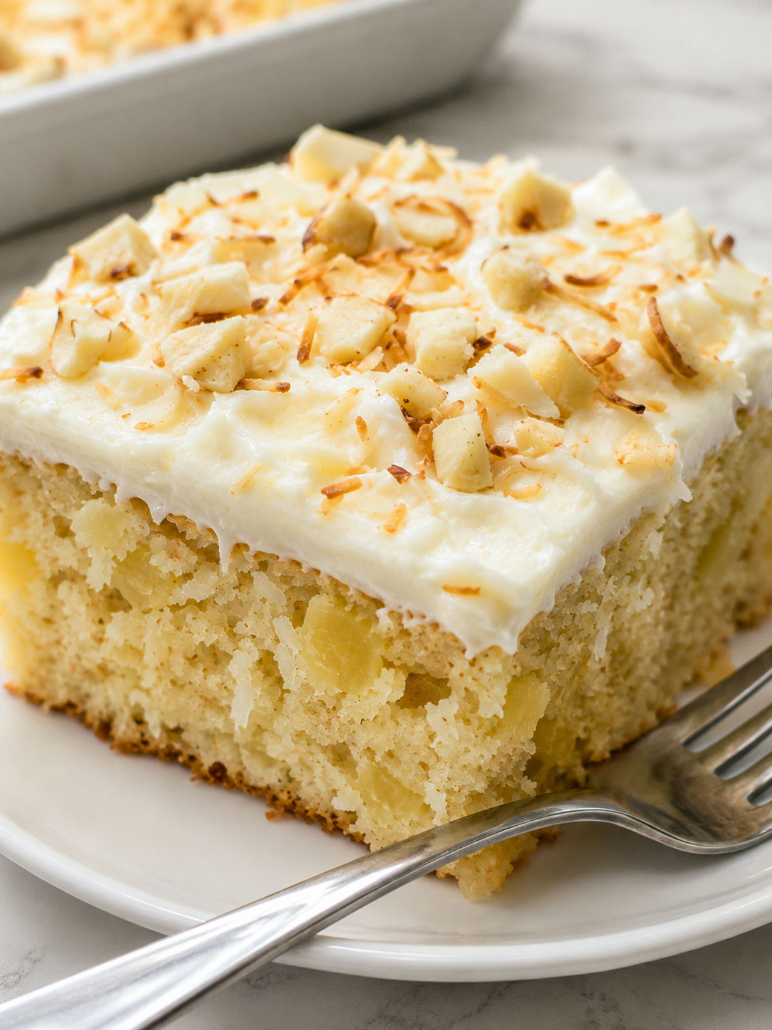 Delicious Hawaiian Pineapple Cake, plated and served