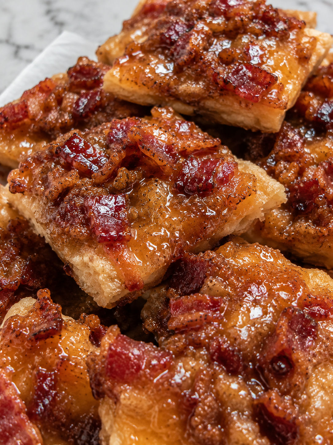 Delicious Maple Bacon Crack, plated and served