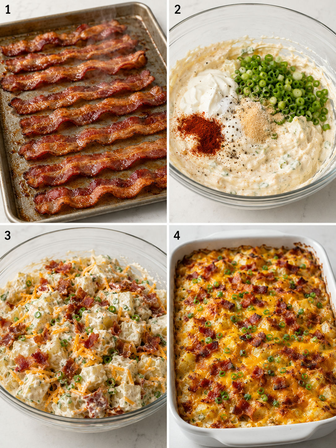 Four steps for making Mississippi Mud Potatoes casserole