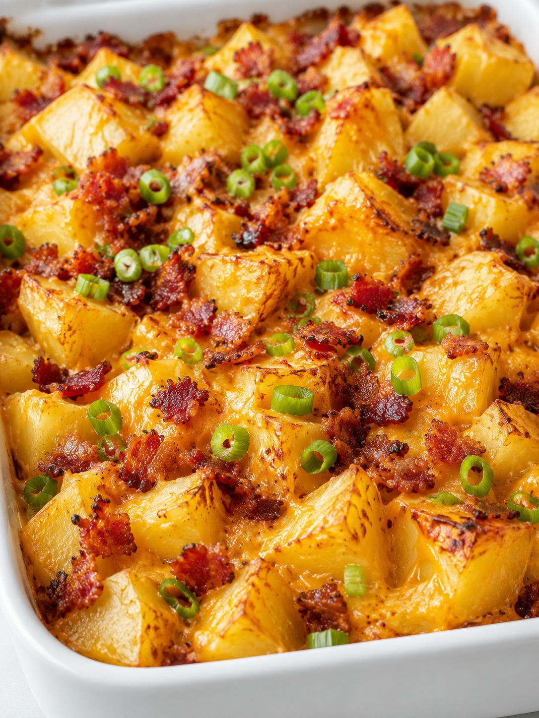 Spoonful of cheesy Mississippi Mud Potatoes with bacon