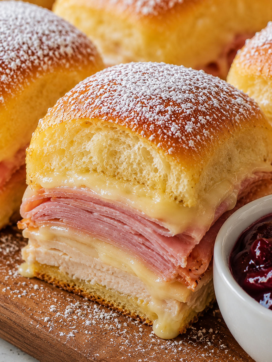 Delicious Monte Cristo Sliders, plated and served