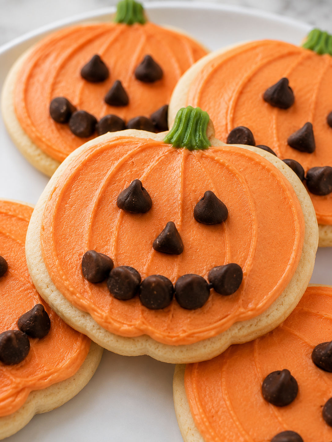 Delicious Pumpkin-Shaped Sugar Cookies, plated and served