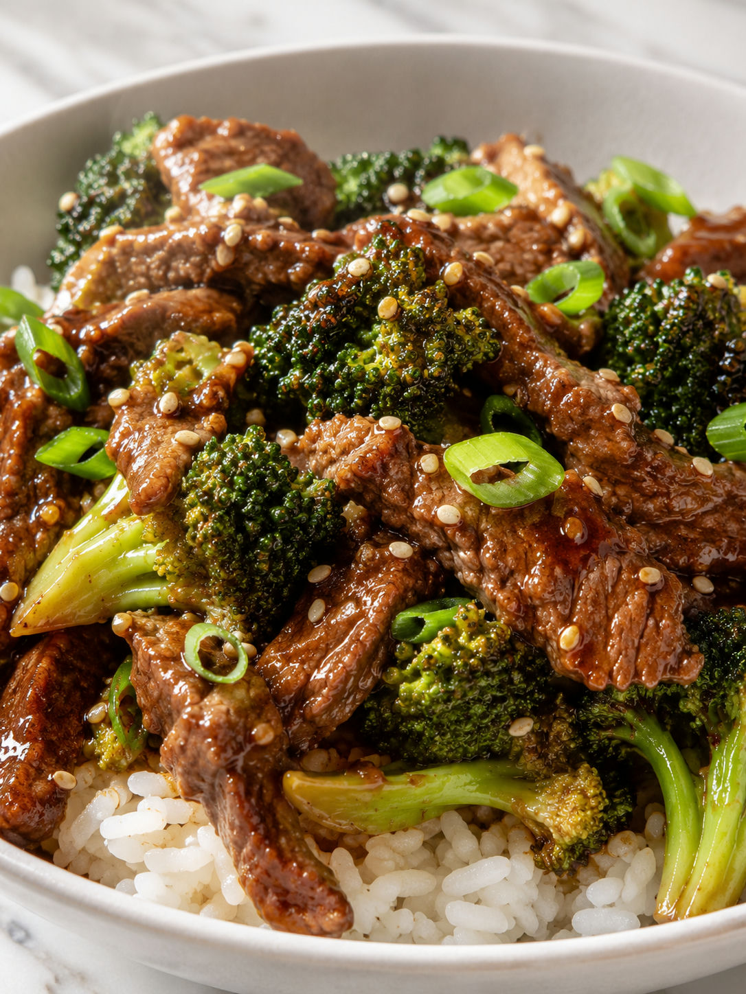 Delicious Slow Cooker Broccoli Beef, plated and served