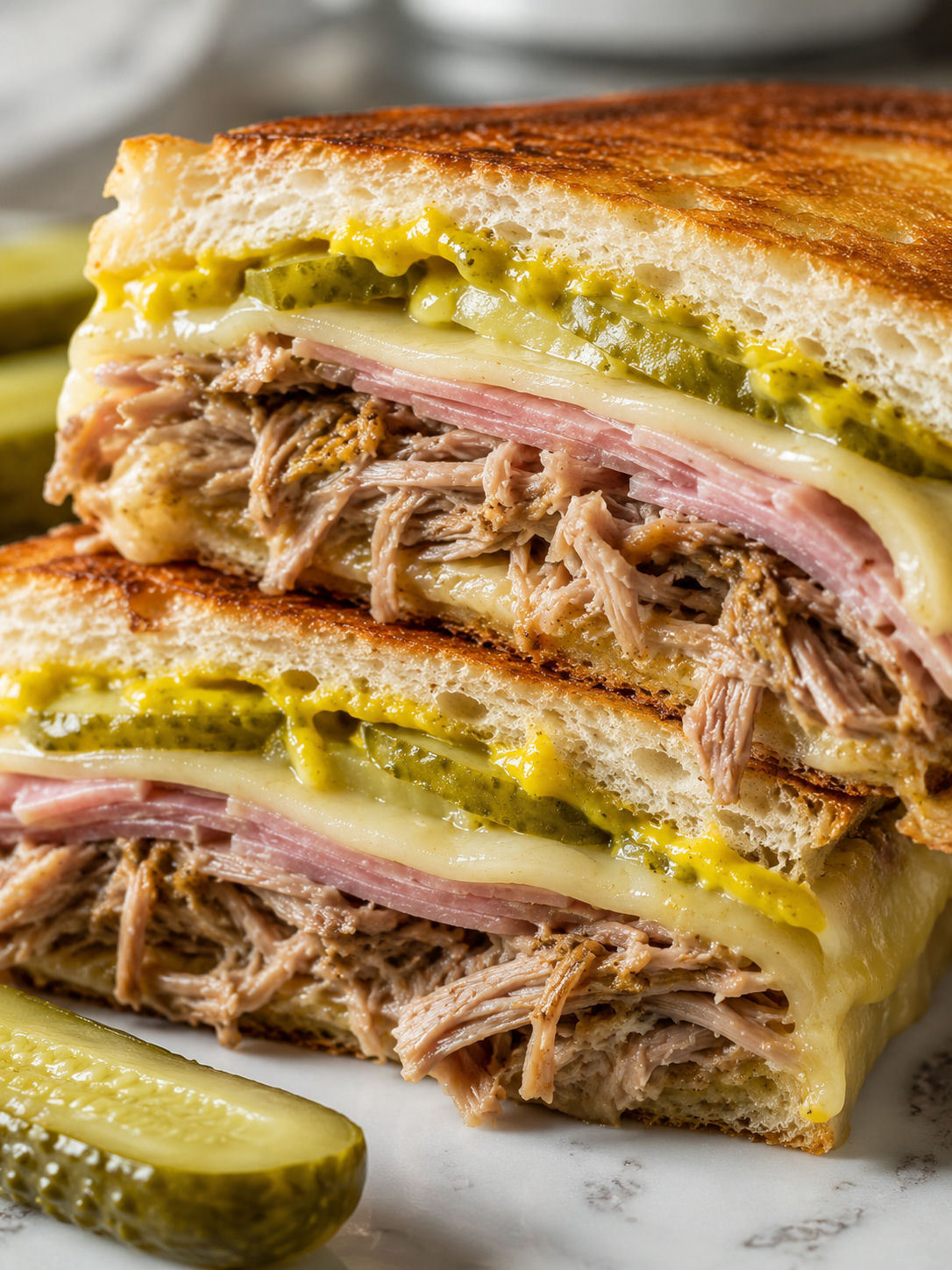Delicious Slow Cooker Cuban Sandwiches, plated and served