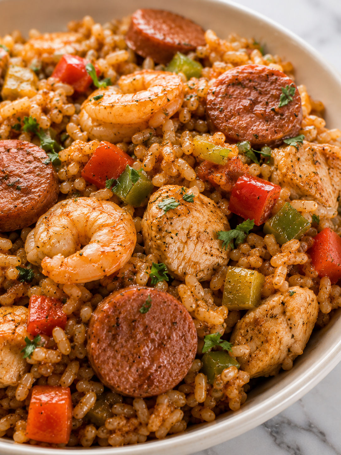 Delicious Slow Cooker Jambalaya, plated and served