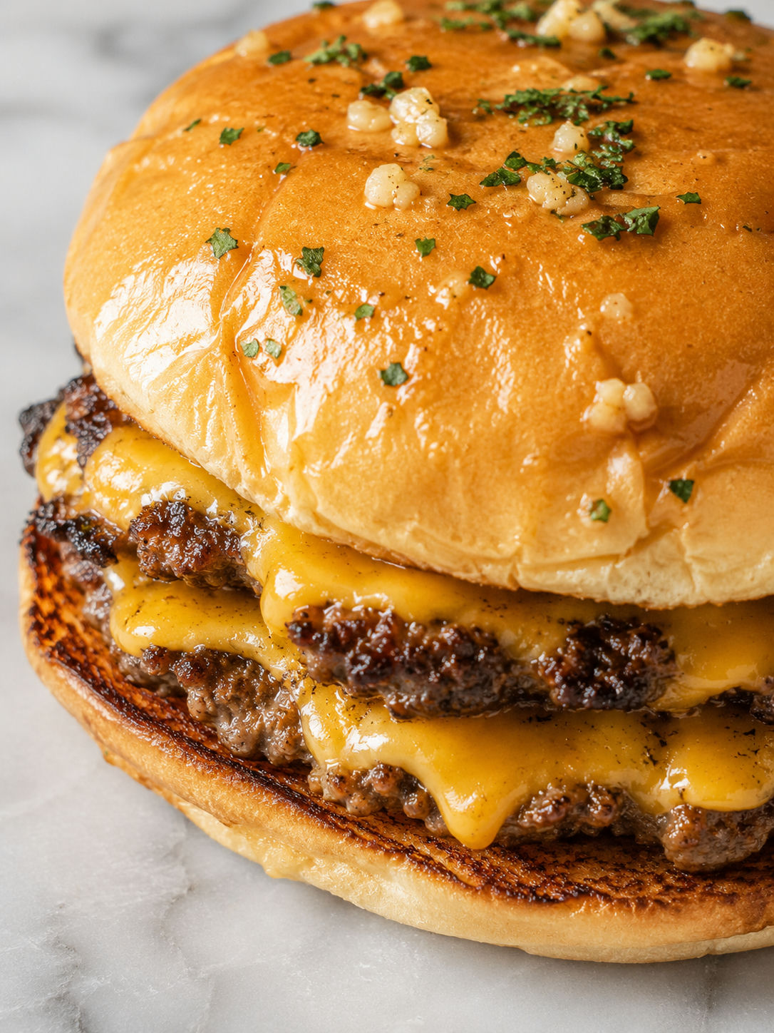 Delicious Steak and Shake Garlic Double Steakburger, plated and served