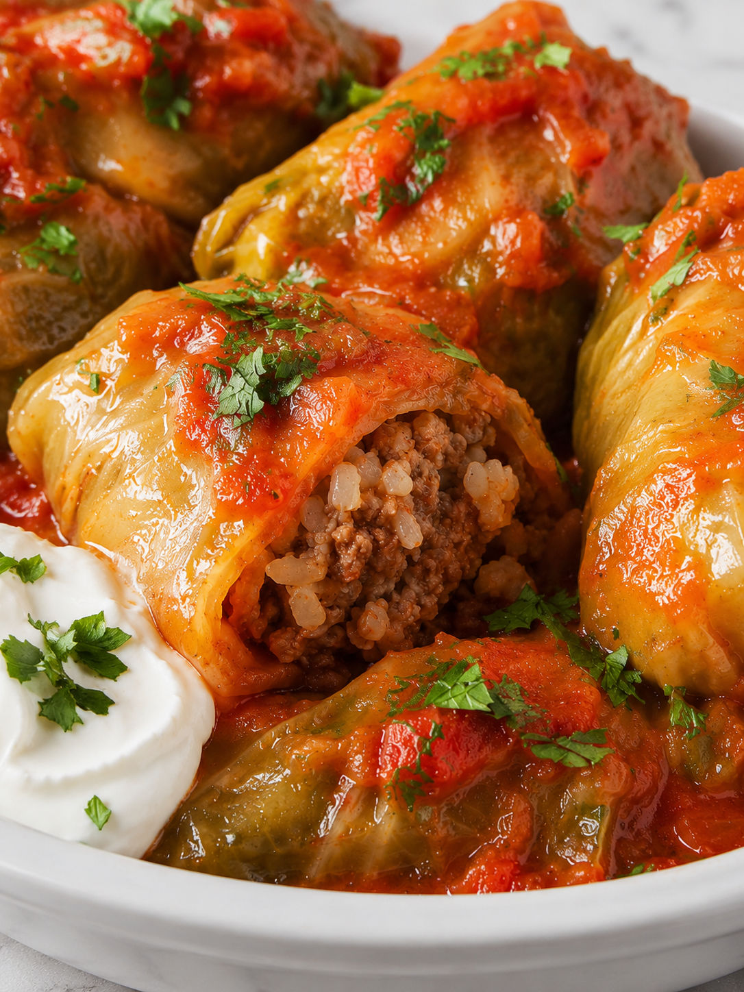 Delicious Stuffed Cabbage Rolls, plated and served