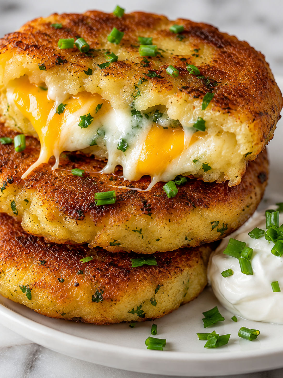 Delicious Stuffed Potato Cakes Recipe For A Cozy Dinner, plated and served