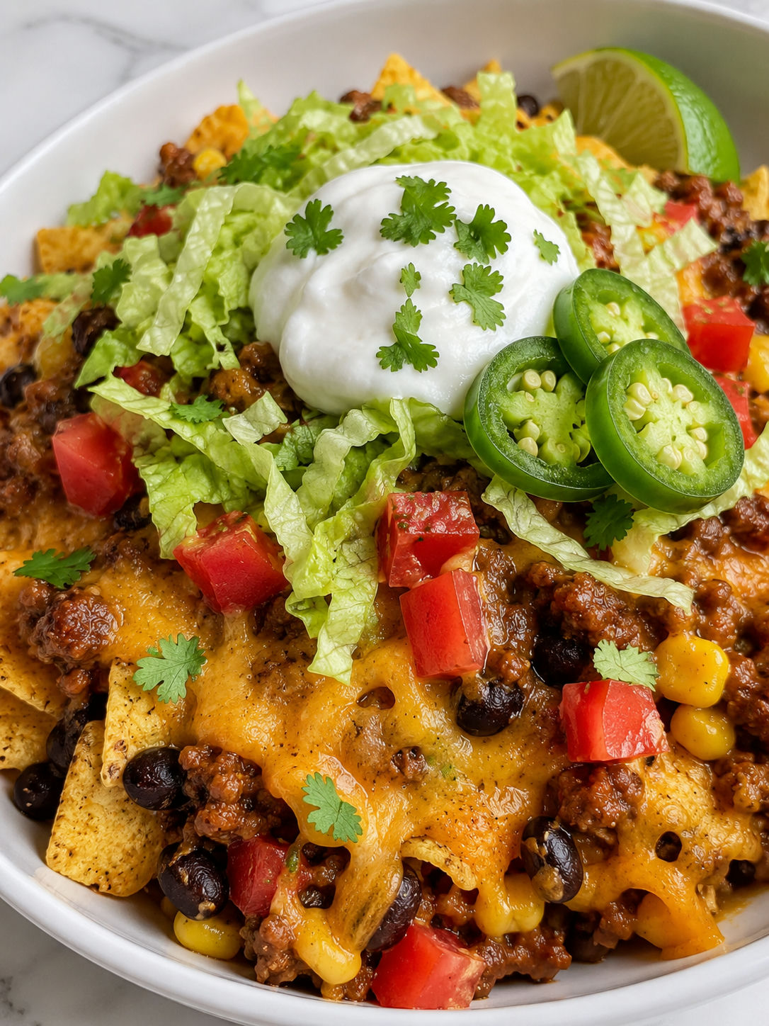 Delicious Walking Taco Casserole, plated and served