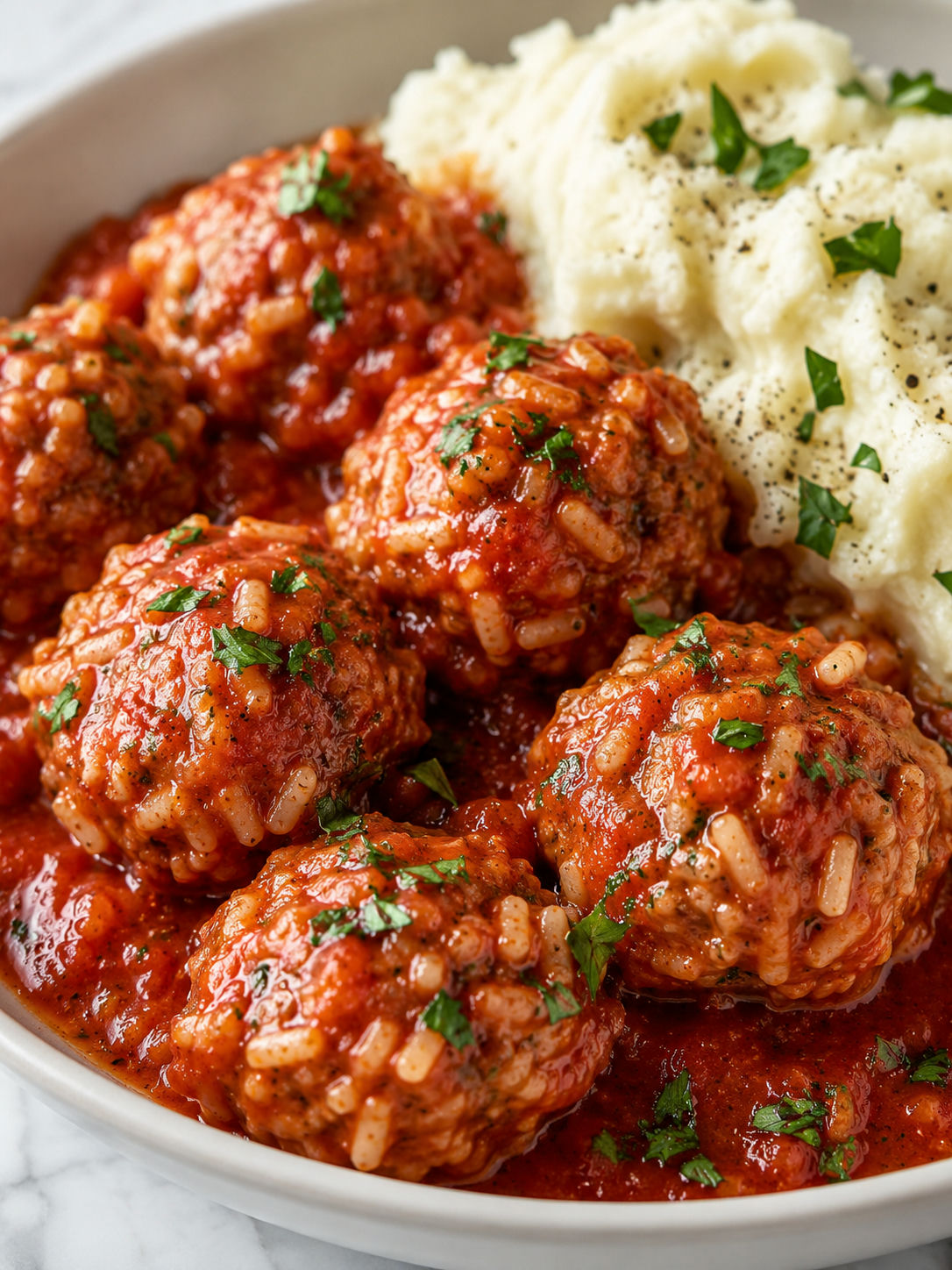 Delicious and Easy Porcupine Meatballs, plated and served