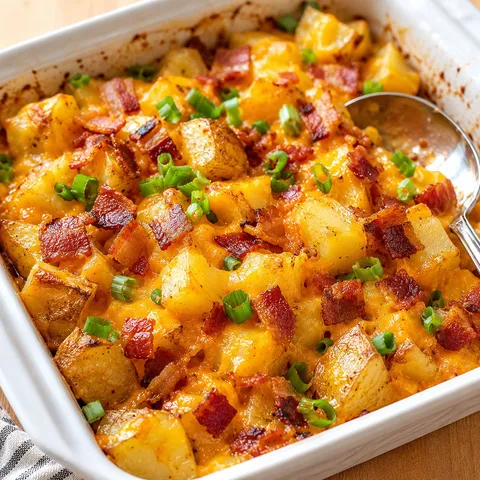 Mississippi Mud Potatoes with bacon, cheddar, and green onions