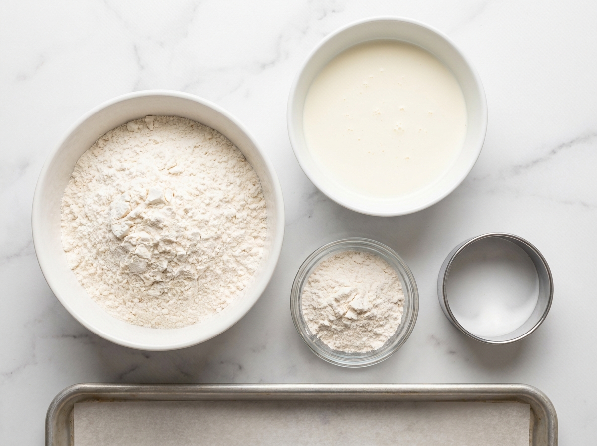 Self-rising flour and heavy cream for 2-ingredient biscuits