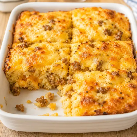 Sausage cheese butter swim biscuits with crisp golden edges