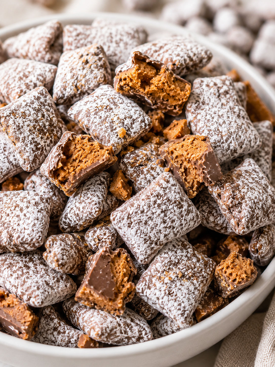 Easy Butterfinger Puppy Chow, plated and served