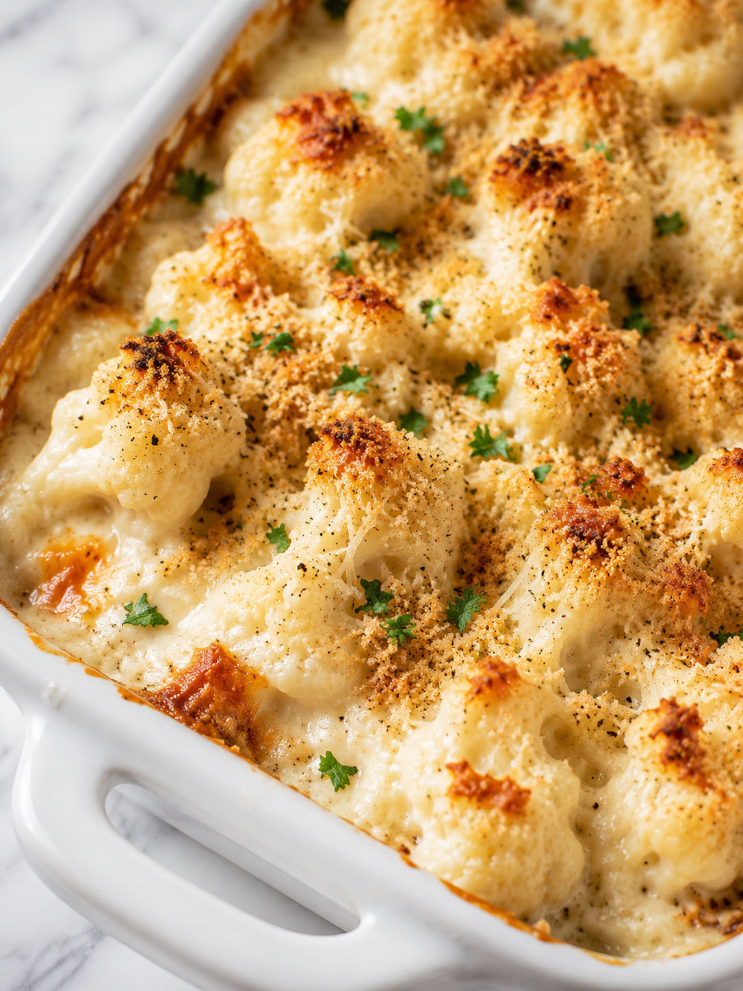 Easy Cauliflower Gratin With Gruyère, plated and served