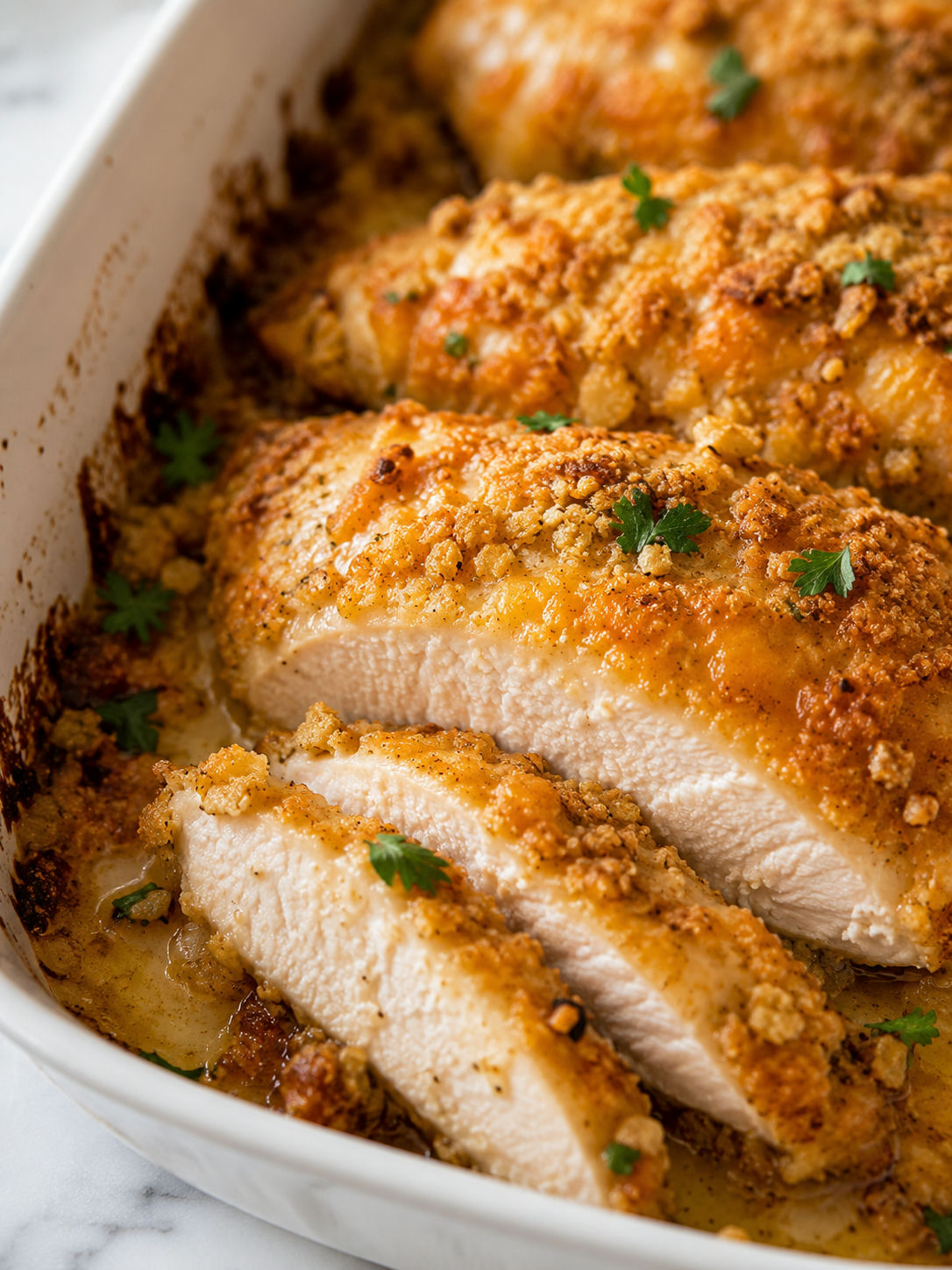 Easy Cheddar Baked Chicken, plated and served