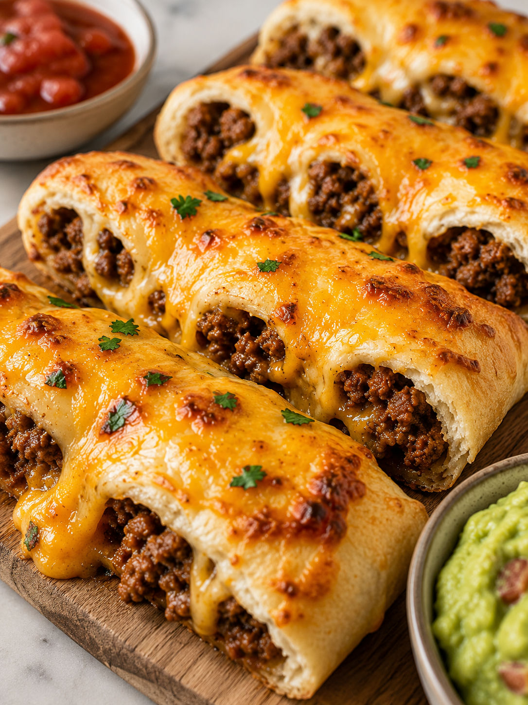 Easy Cheesy Taco Breadsticks, plated and served