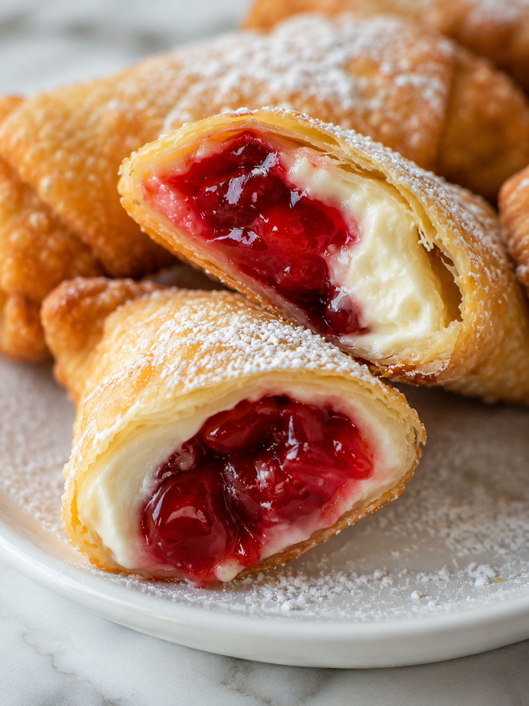 Easy Cherry Cheesecake Egg Rolls, plated and served