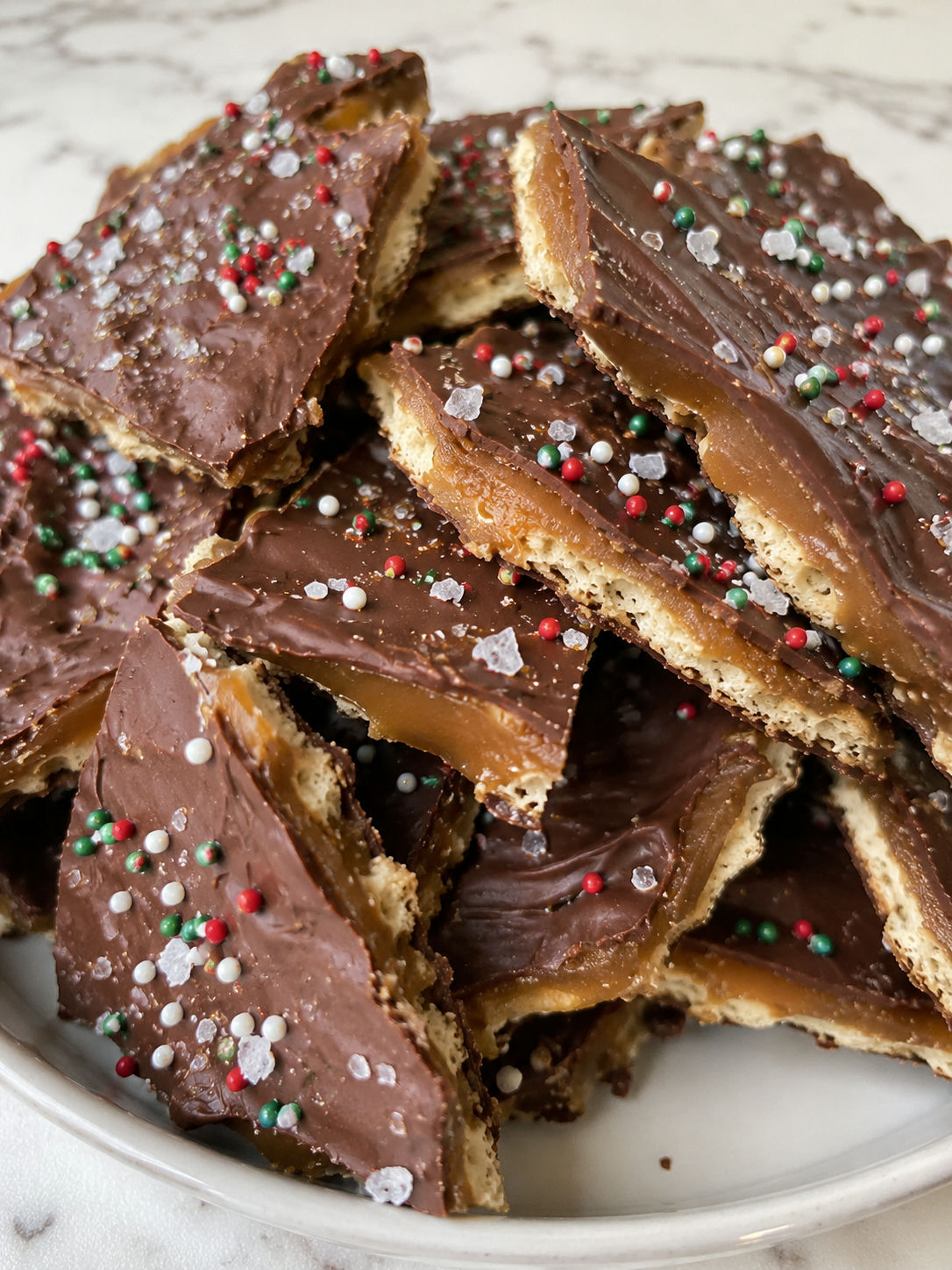 Easy Christmas Crack, plated and served