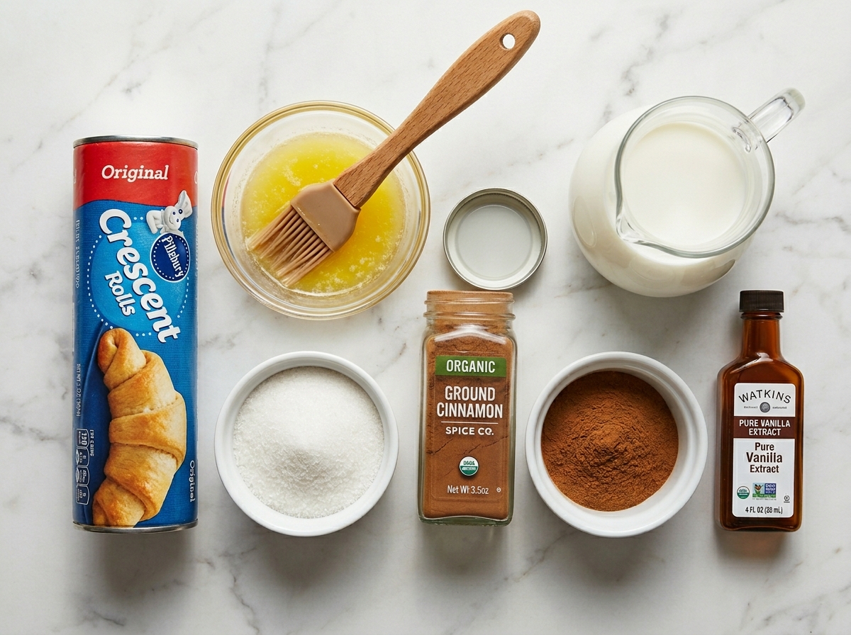 Raw ingredients for cinnamon-sugar pizza on a wooden board