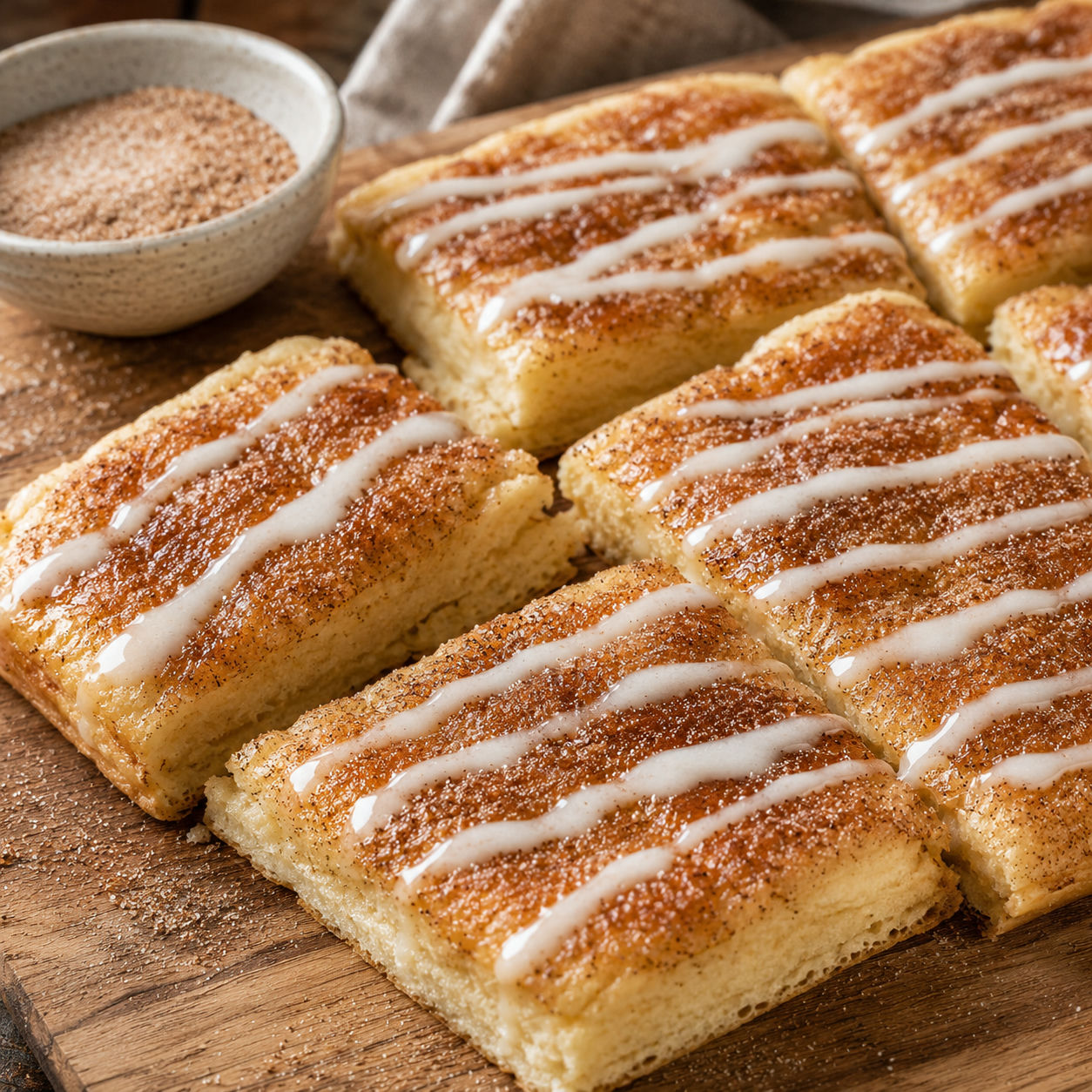 Easy Cinnamon-Sugar Pizza with Crescent Rolls, plated and served