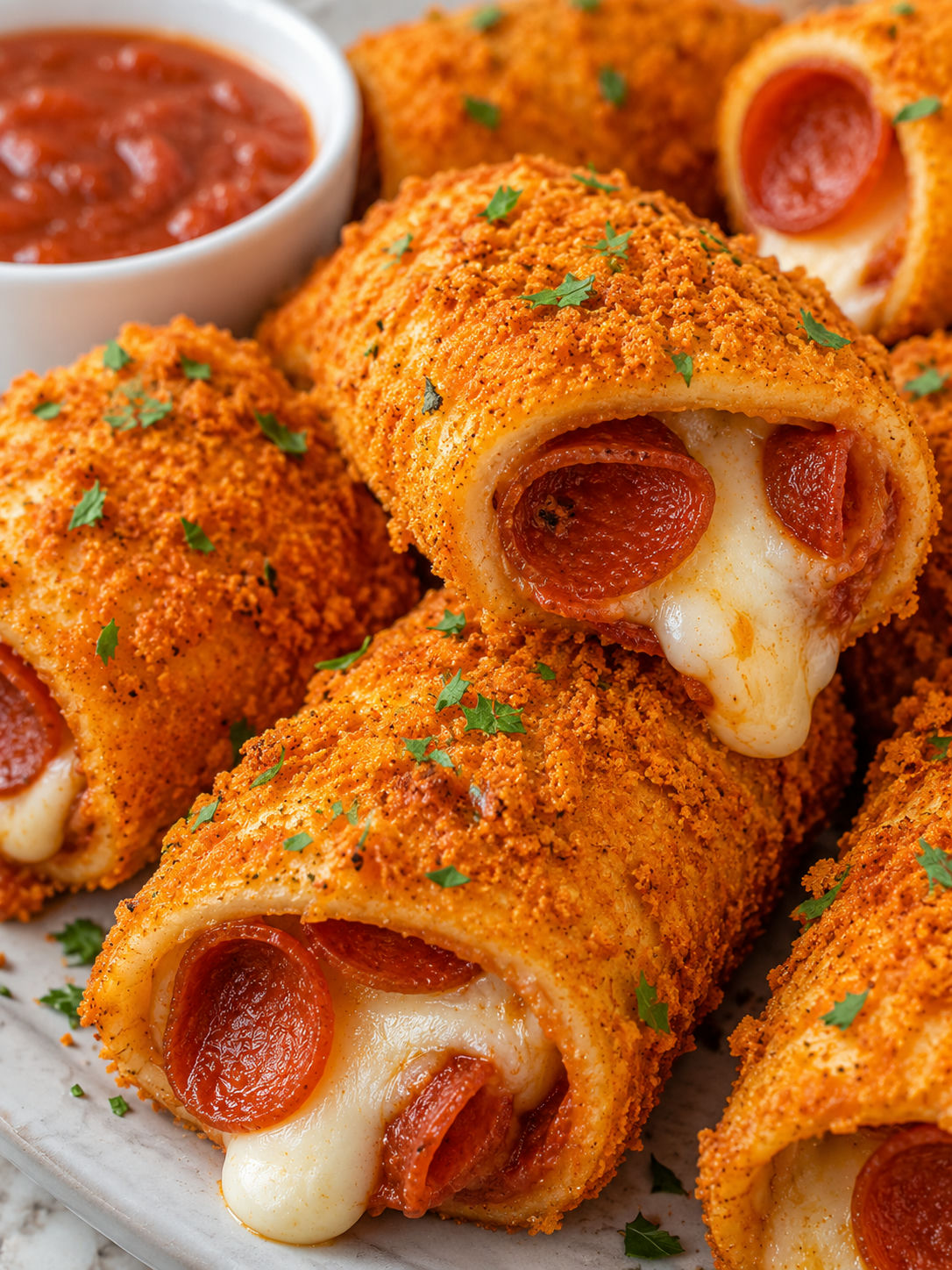 Easy Doritos Pizza Rolls, plated and served