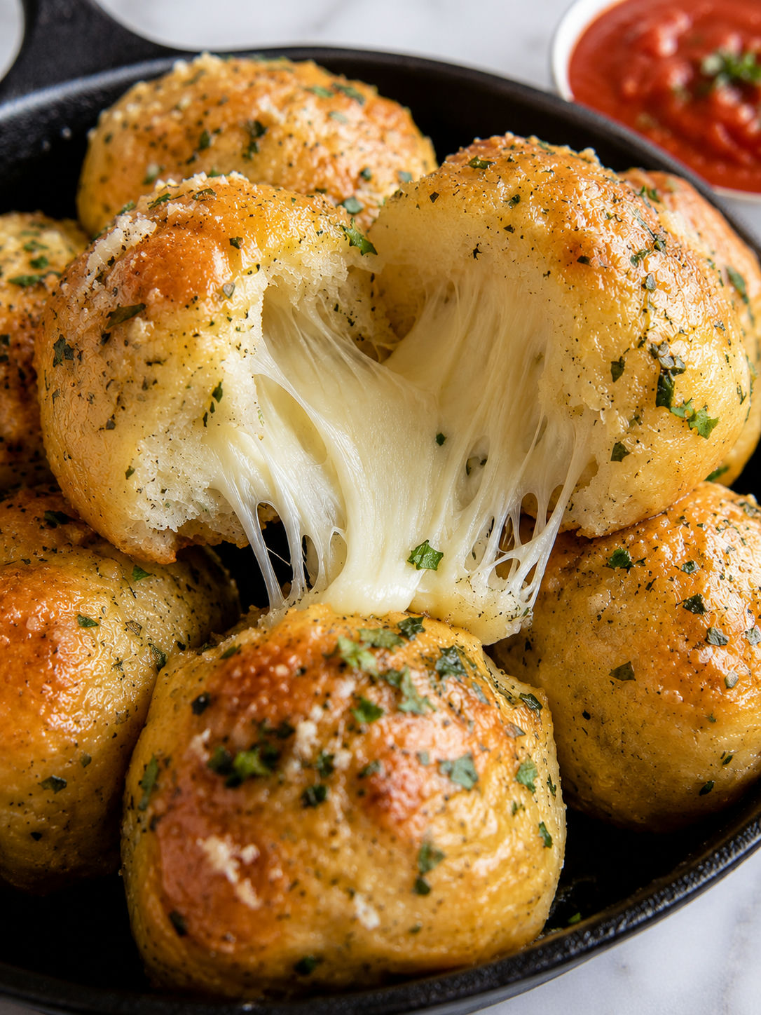 Easy Garlic Butter Cheese Bombs, plated and served