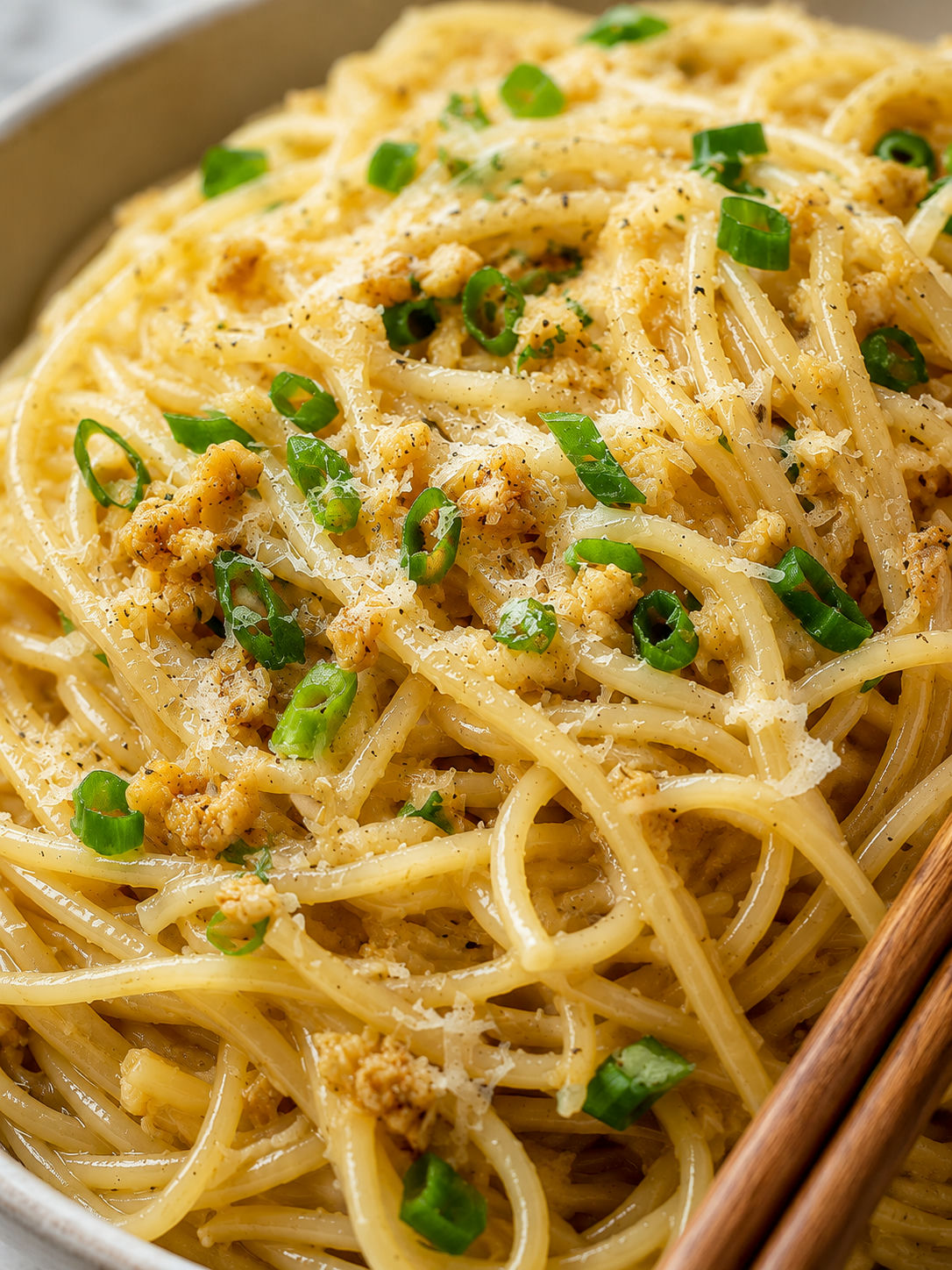 Easy Garlic Noodles, plated and served
