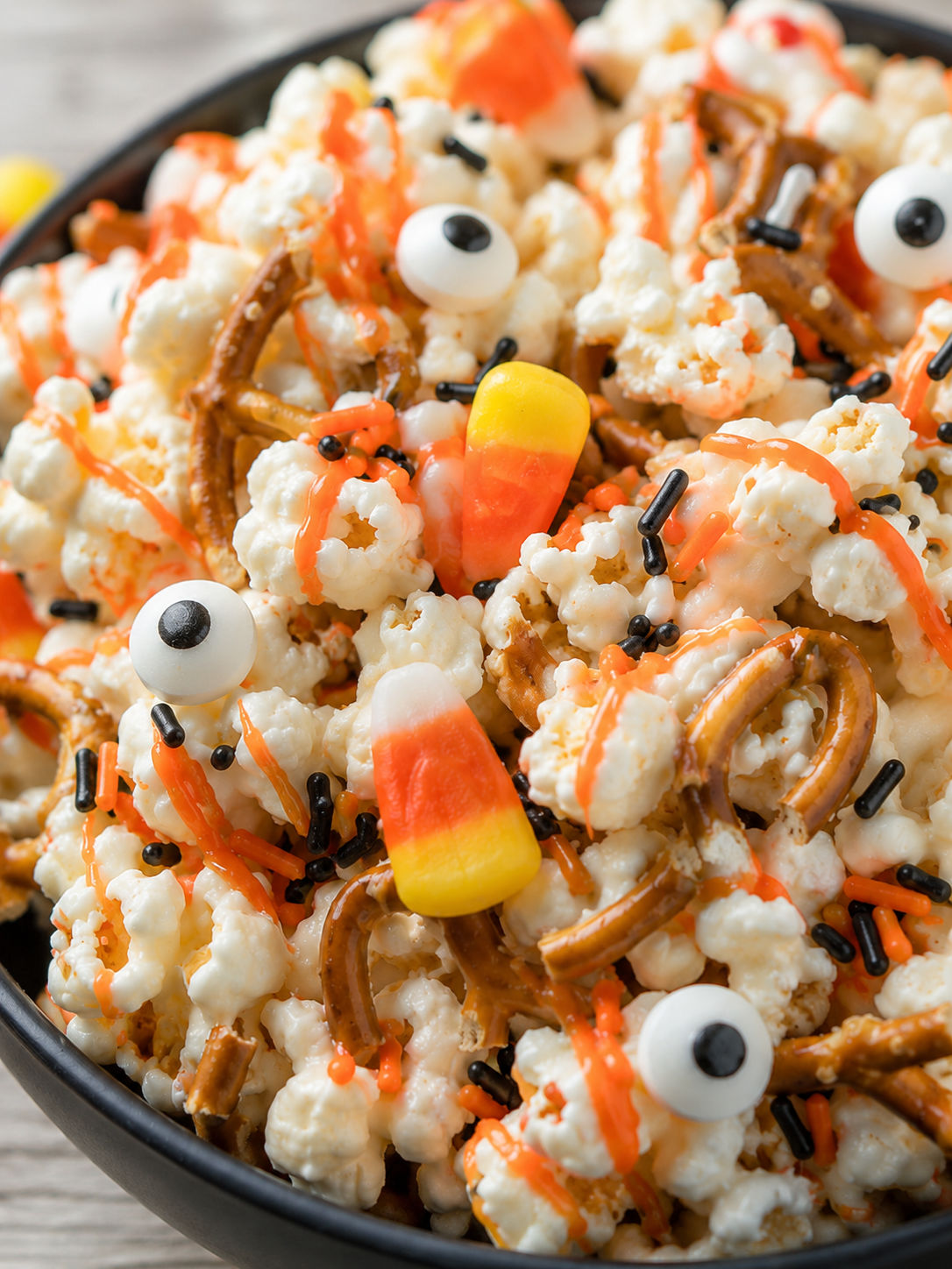Easy Halloween Popcorn, plated and served