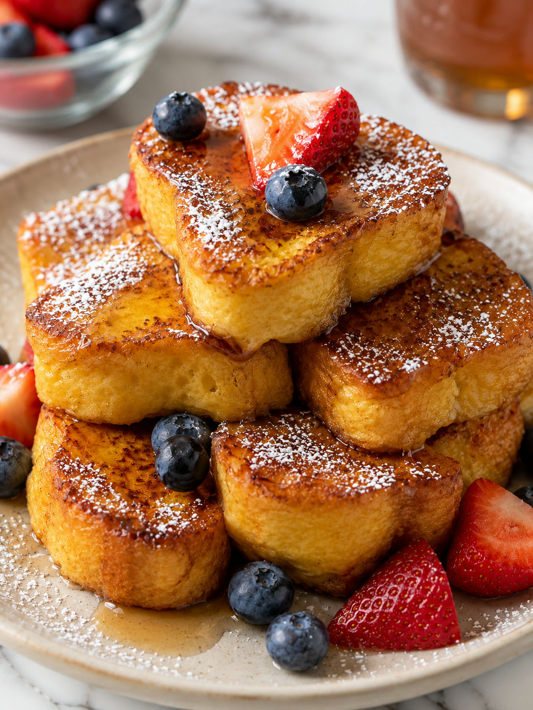 Easy Hawaiian Roll French Toast, plated and served