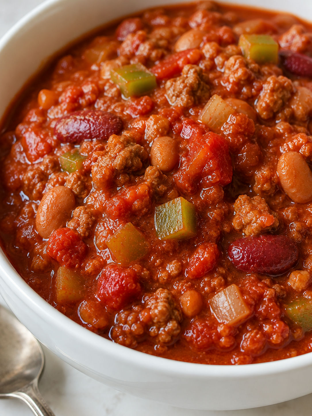 Easy Homemade Wendy's Chili, plated and served