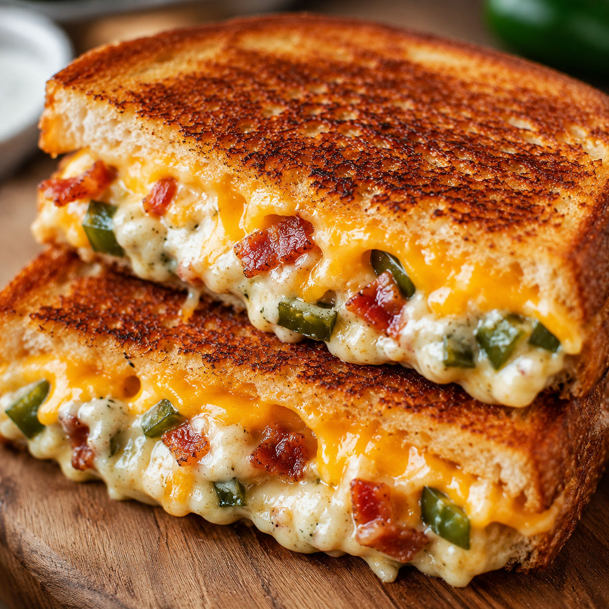 Easy Jalapeno Popper Grilled Cheese in Air Fryer, plated and served