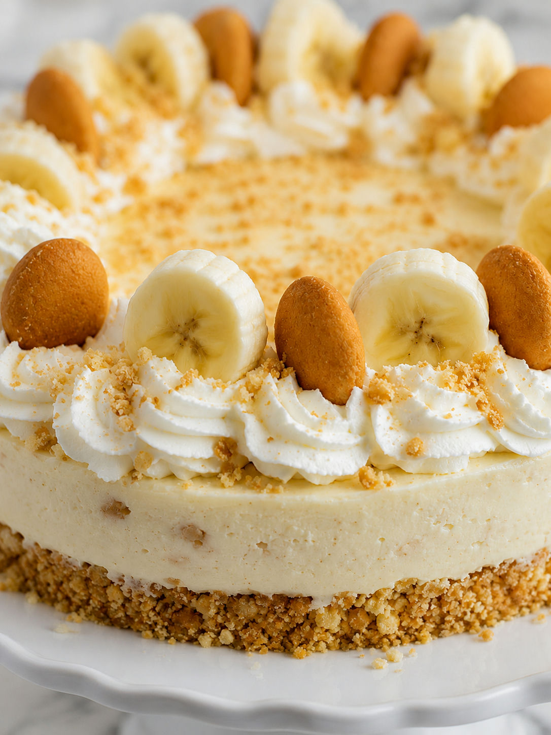 Easy No Bake Banana Pudding Cheesecake, plated and served