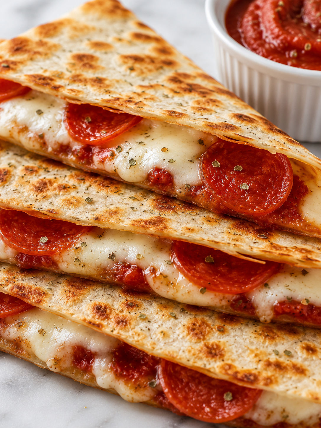 Easy Pizza Quesadillas, plated and served